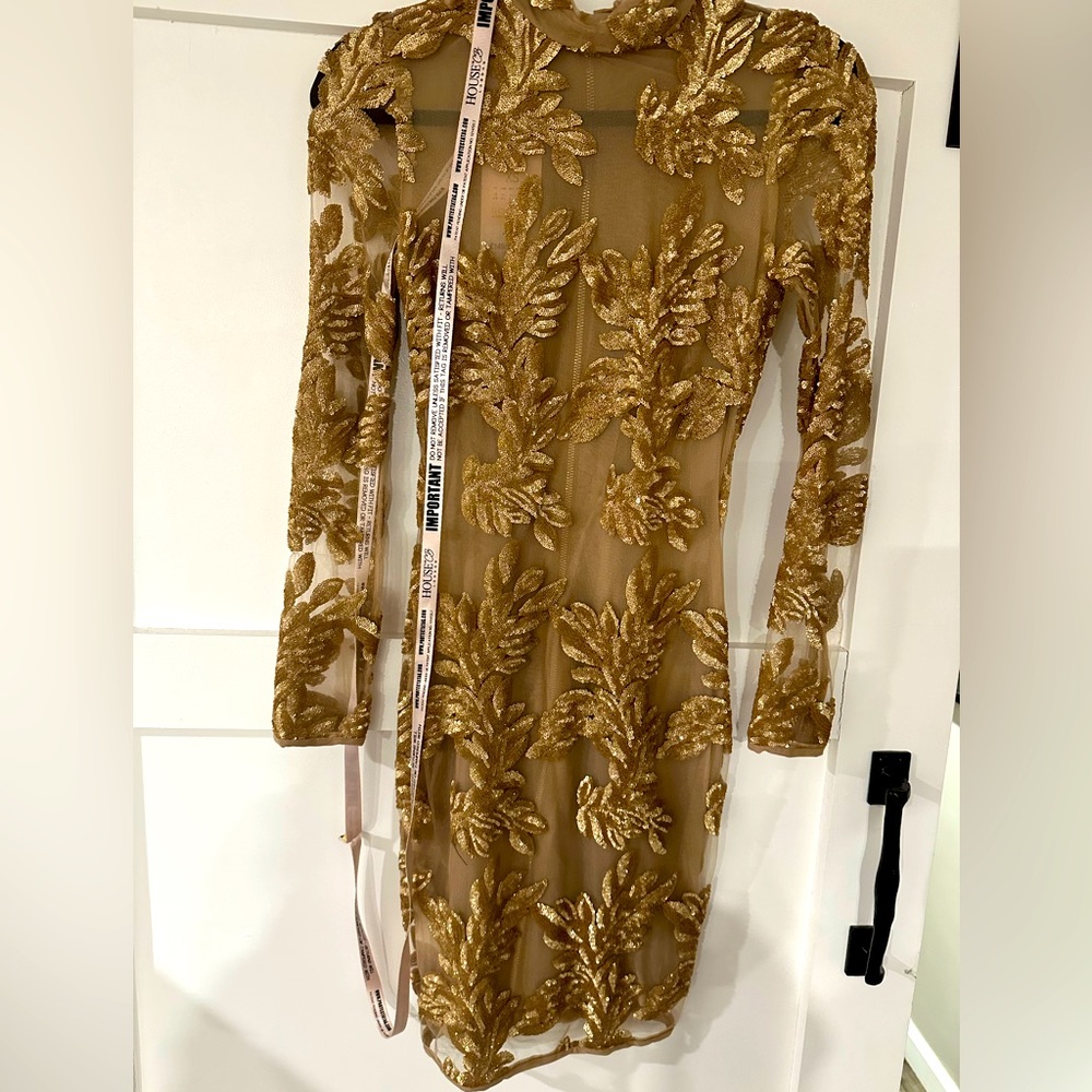 Brand NWT HOUSE OF CB ASTRAEA GOLD DRESS IN XS